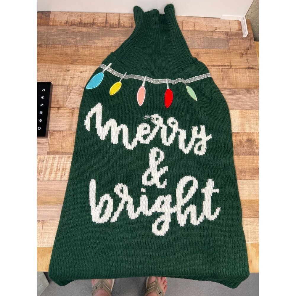 Dog  Knitted Sweater Winter Holiday Christmas Green XL